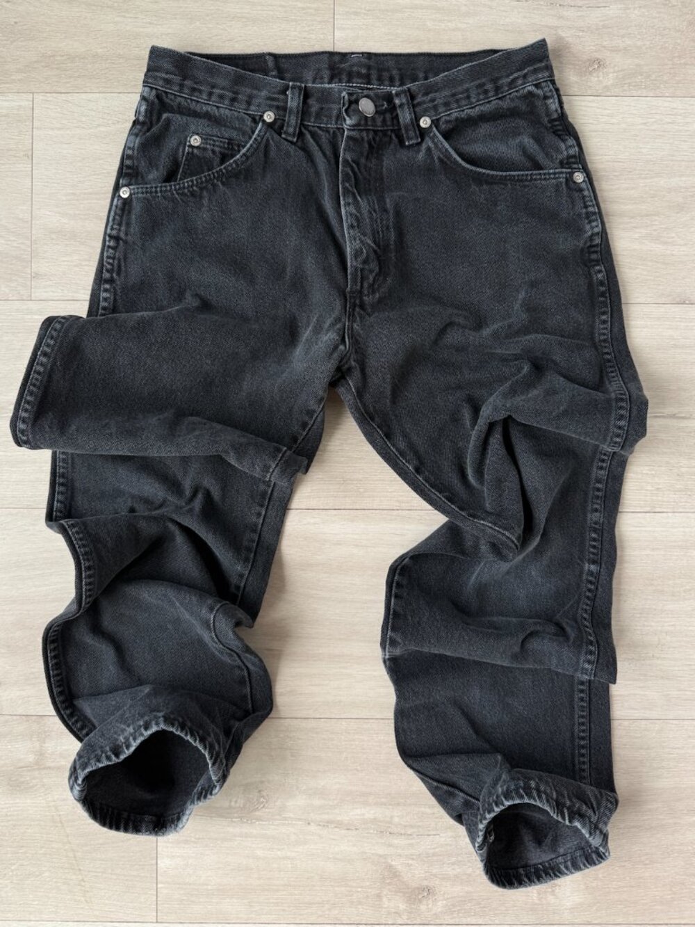 Vintage Wrangler Hero Authentic Jeans Washed Black Cotton Straight 30x30